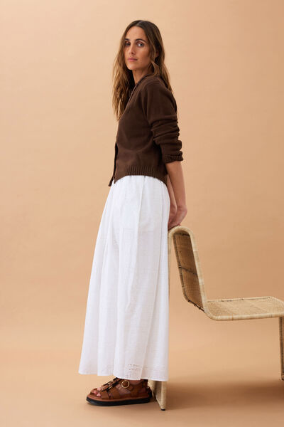 Florence Maxi Skirt, WHITE BRODERIE