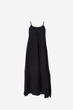 Doublecloth Strappy Midi Dress In Organic Cotton, BLACK - alternate image 2