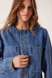 Collarless Denim Jacket, FRESH INDIGO - alternate image 4