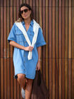 Relaxed Shirt Dress, MID VINTAGE BLUE - alternate image 1