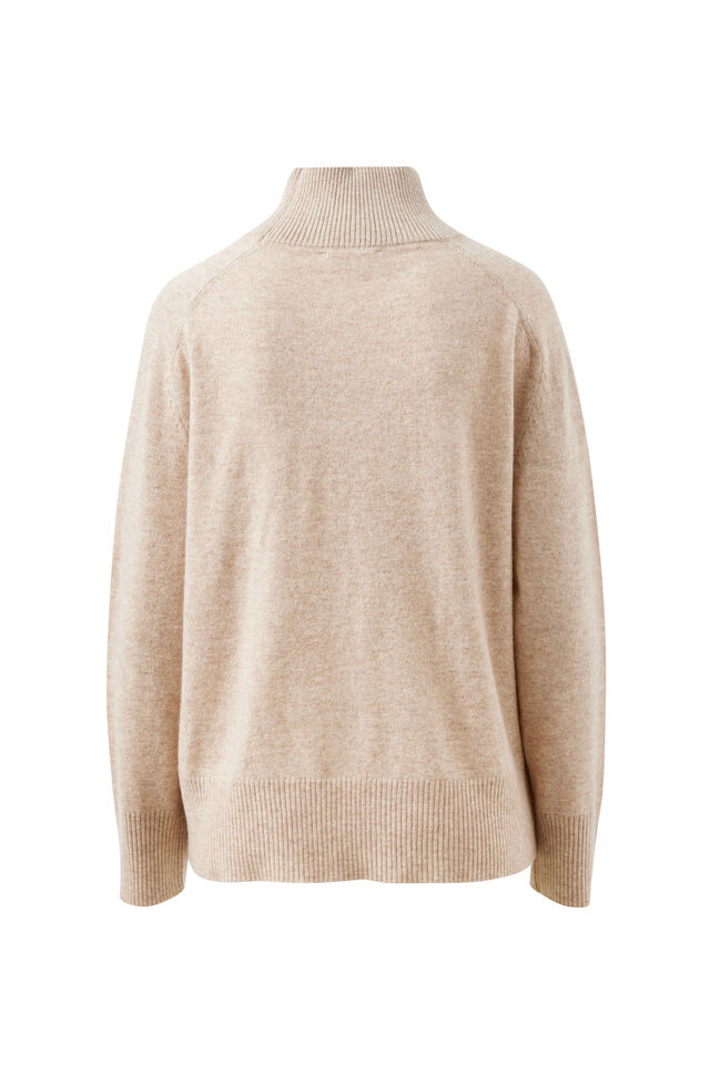 Alex Oversized Knit Funnel Neck Pullover, OAT MARLE