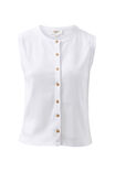 Lyla Button Through Rib Tank, WHITE - alternate image 2