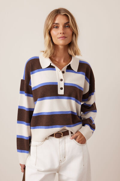Jessa Rugby Knit, CHOCOLATE STRIPE