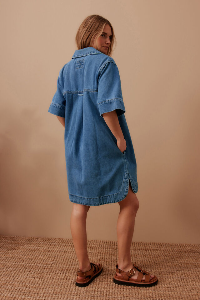 Relaxed Shirt Dress, FRESH INDIGO