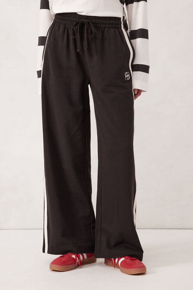 Gigi Wide Leg Terry Trackpant, PHANTOM SIDE STRIPE