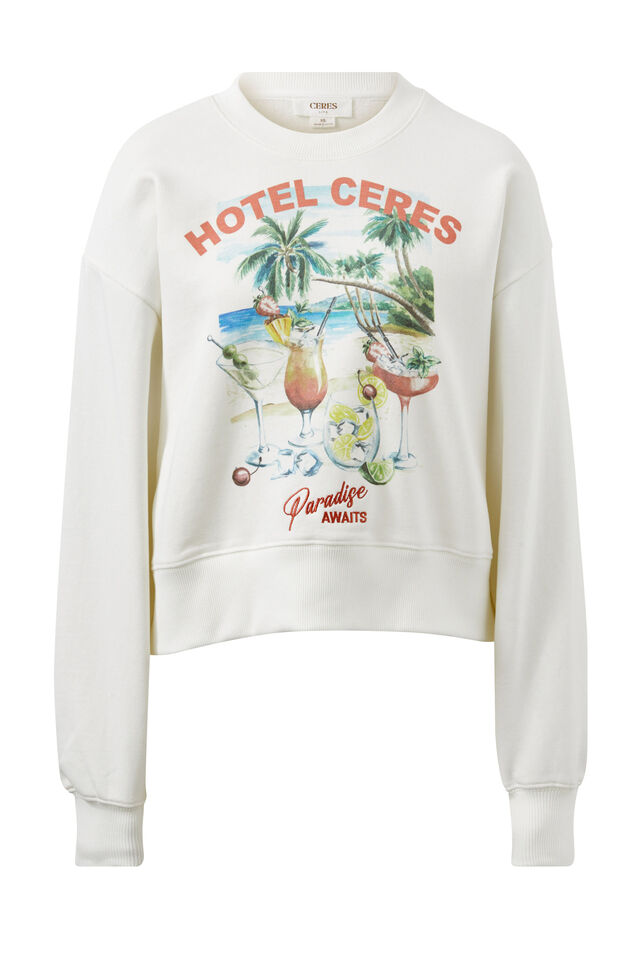 Cropped Slouchy Crew, HOTEL CERES PRINT