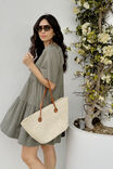 Tiered Poplin Mini Dress, SOFT OLIVE - alternate image 4