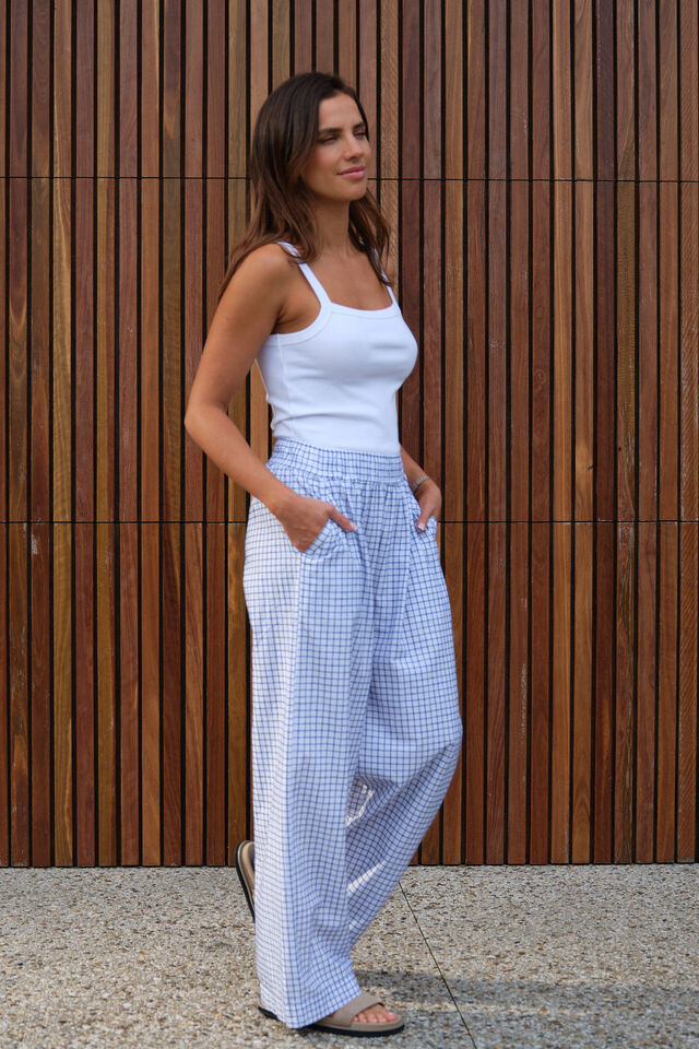 The Lounge Pant, WHITE NAVY CHECK