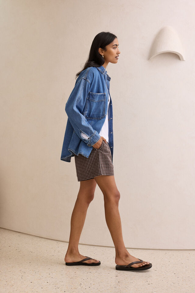 Bobbi Side Pocket Denim Shacket, INDIGO