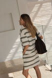 Cleo Mini Terry Dress, WHITE MOSS GREEN STRIPE - alternate image 4