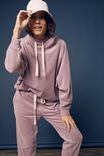 Velour Hooded Sweater, MAUVE SHADOW