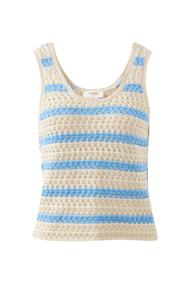 Talulah Knit Tank, POWDER BLUE STRIPE