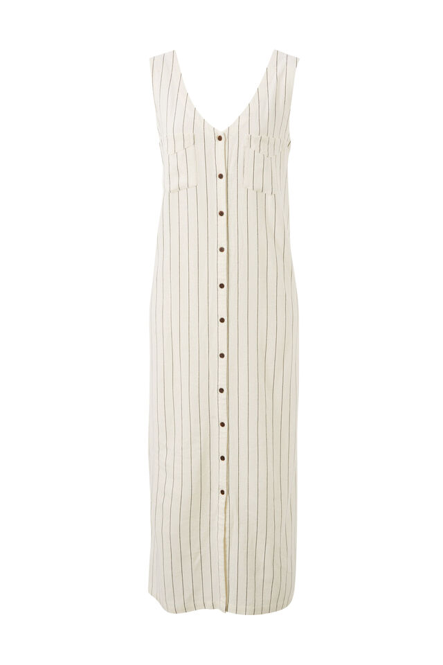 Button Through Midi Shift Dress, PINSTRIPE