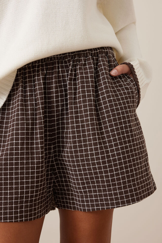 Mila Short, TEXTURED CHOCOLATE CHECK