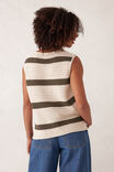 Margot Mesh Knit Tank, ECRU/SOFT OLIVE STRIPE - alternate image 3