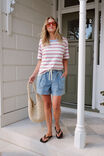 Stevie Slouchy Tee, MILK FRESH BLUE RED STRIPE - example image 5