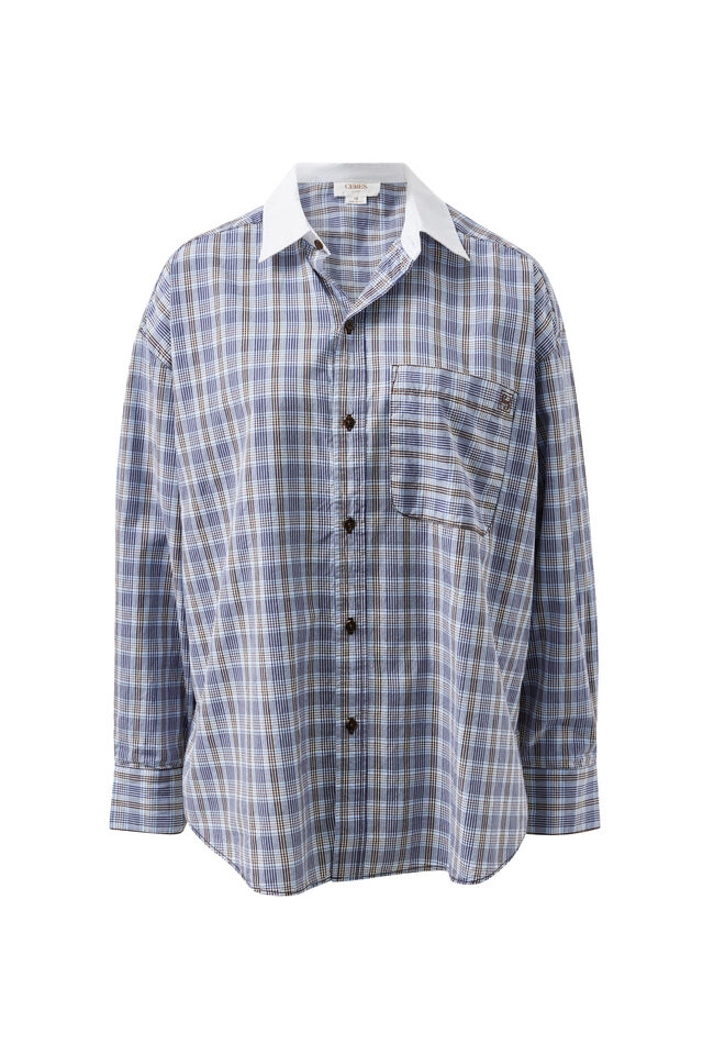 Peta Oversized Shirt, BLUE CHOCOLATE CHECK