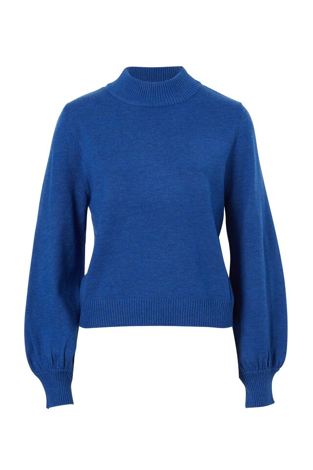 Soft Knit Mock Neck In Recycled Blend, COBALT MARLE