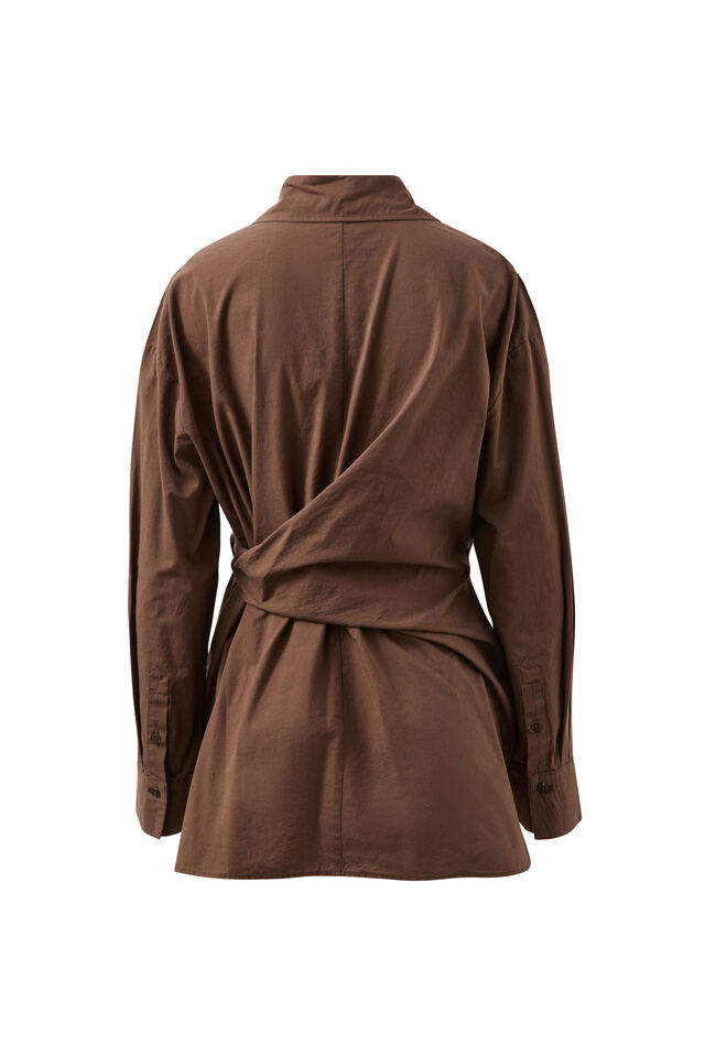 Elodie Wrap Shirt, BRUNETTE BROWN