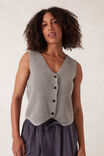 Rib Knit Vest, GREY MARLE - alternate image 1