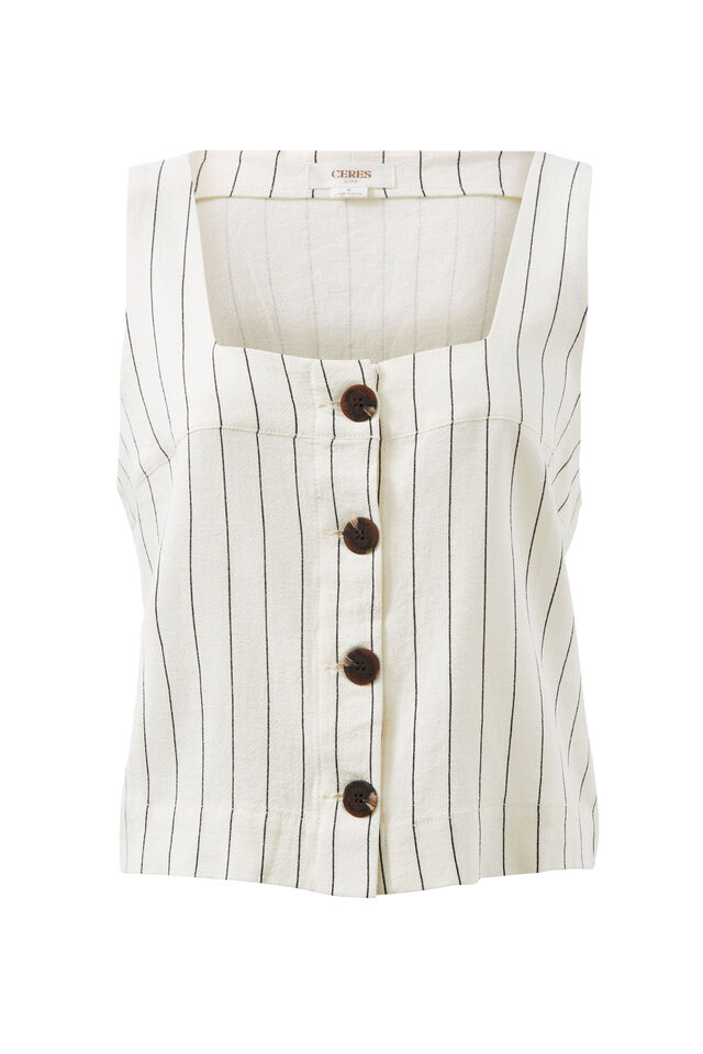 Square Neck Shell Top, PINSTRIPE