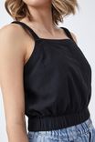 Bubble Cami In Cotton Linen Blend, BLACK - alternate image 3