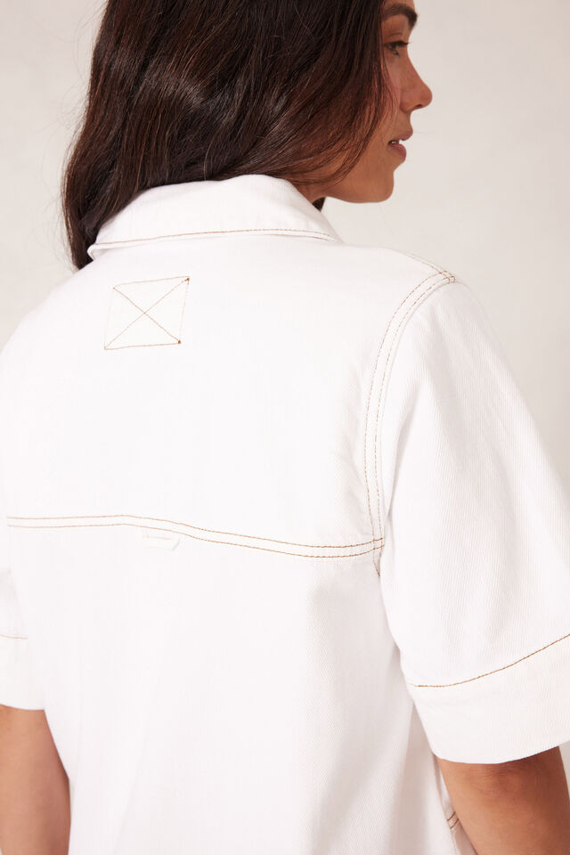 Side Pocket Boxy Dress, FRESH ECRU