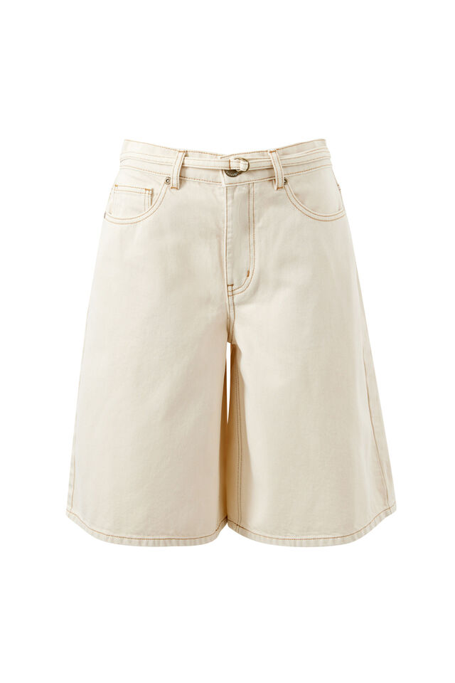 Olive Belted Denim Short, FRESH SAND