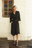 Satin Midi Shirt Dress With Recycled Fibres, BLACK - alternate image 4