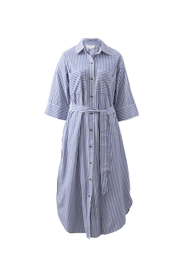 Classic Shirt Dress Jf, CLASSIC BLUE WHITE STRIPE
