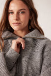 Slouchy Zip Knit, MID GREY NEP - alternate image 4