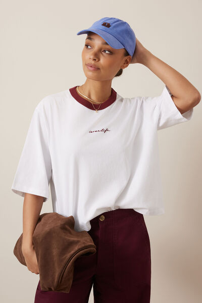 Macy Print Tee, WHITE/MULBERRY SCRIPT