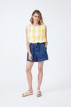 Shoulder Pad Bubble Top In Cotton Linen Blend, CITRUS YELLOW WHITE GINGHAM - alternate image 3