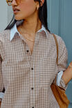 Peta Oversized Shirt, TOFFEE CHECK - alternate image 5