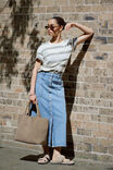 Button Through Denim Midi Skirt, MID VINTAGE BLUE - alternate image 7