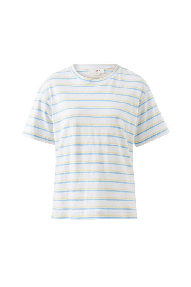Stevie Slouchy Tee, POWDER BLUE/SUNNY YELLOW STRIPE