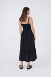 Shirred Strappy Dress In Organic Cotton Poplin, BLACK - alternate image 4