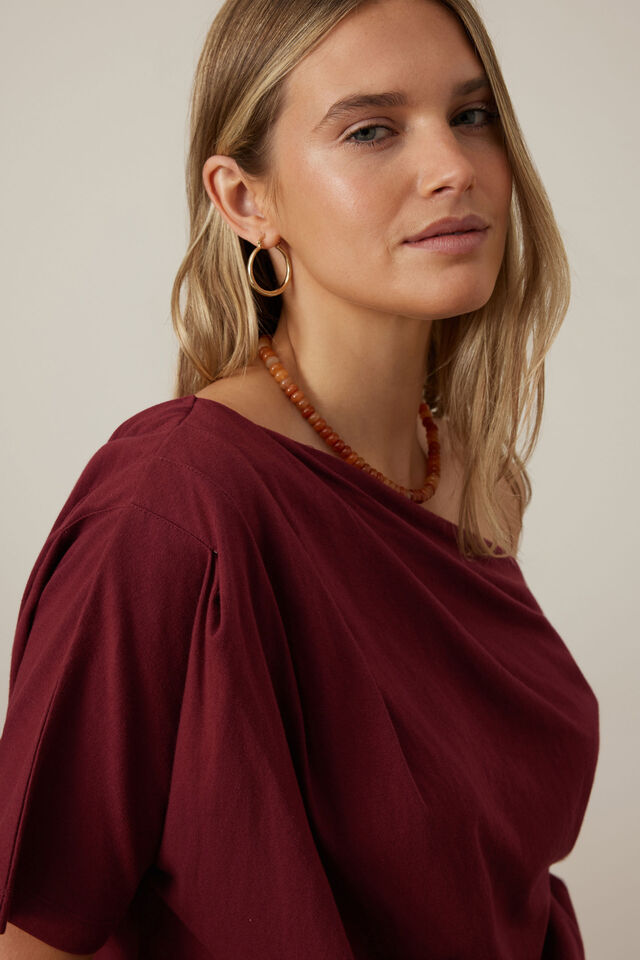 Gabi Ss Top, BURGUNDY