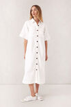 Short Sleeve Yoke Detail Midi Dress, FRESH ECRU TWILL - alternate image 1