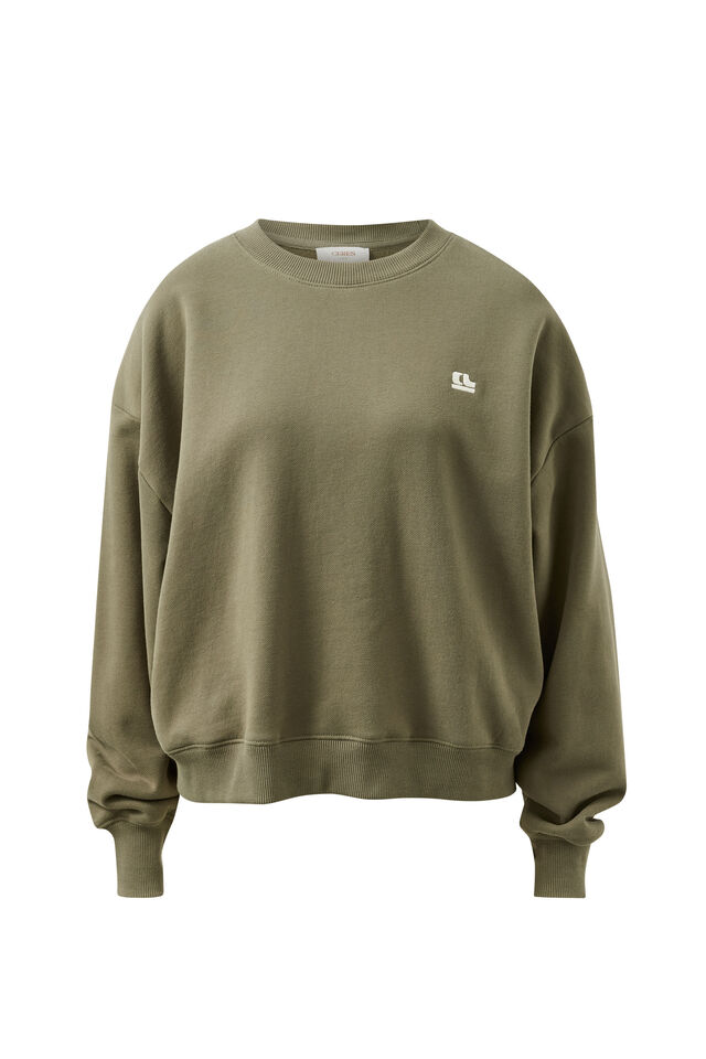 Quinn Slouchy Crew, WASHED OLIVE
