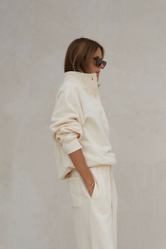 Marli Button Sweat, MARSHMALLOW