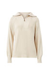 Slouchy Zip Knit, ECRU - alternate image 2