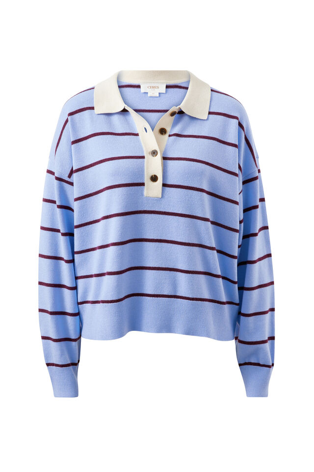 Jessa Rugby Knit, SKY BLUE STRIPE