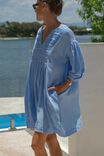 Doublecloth Gathered Yoke Dress In Organic Cotton, BLUE SKY - alternate image 1