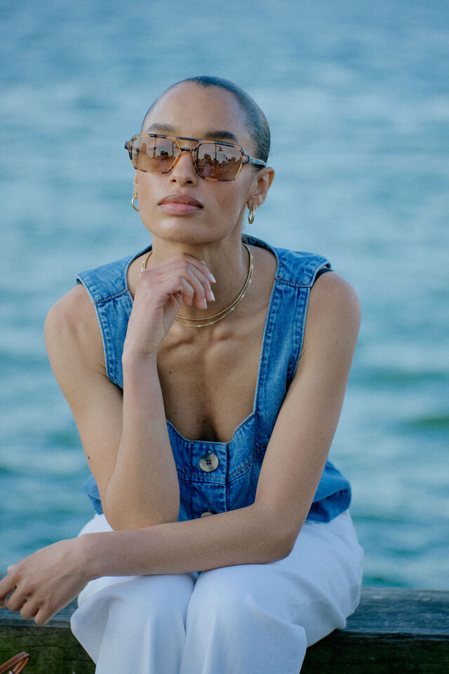 Square Neck Shell Top, FRESH INDIGO