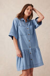 Short Sleeve Tiered Pocket Shirt Dress, VINTAGE BLUE PINSTRIPE - alternate image 6