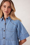 Ava Short Sleeve Midi Dress, VINTAGE BLUE - alternate image 4