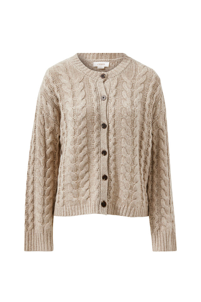 Heidi Cable Knit Cardi, OAT
