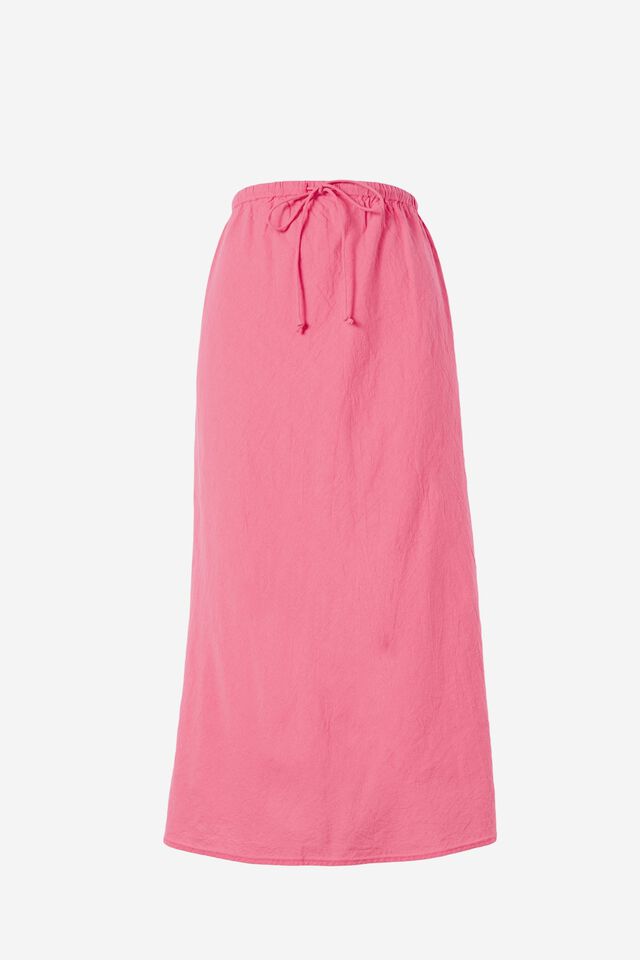Bias Midi Skirt In Organic Cotton Linen Blend, SUNSET PINK