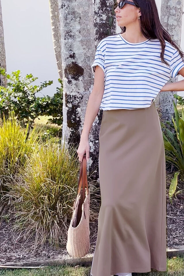 Soft Maxi Skirt, TAUPE